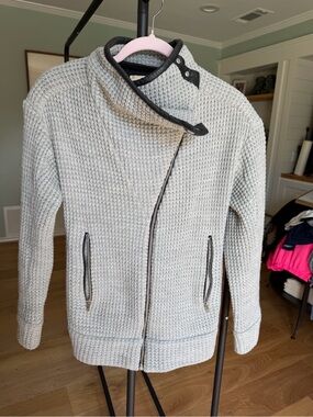 IRO Light Gray Waffle-Knit Asymmetric Jacket